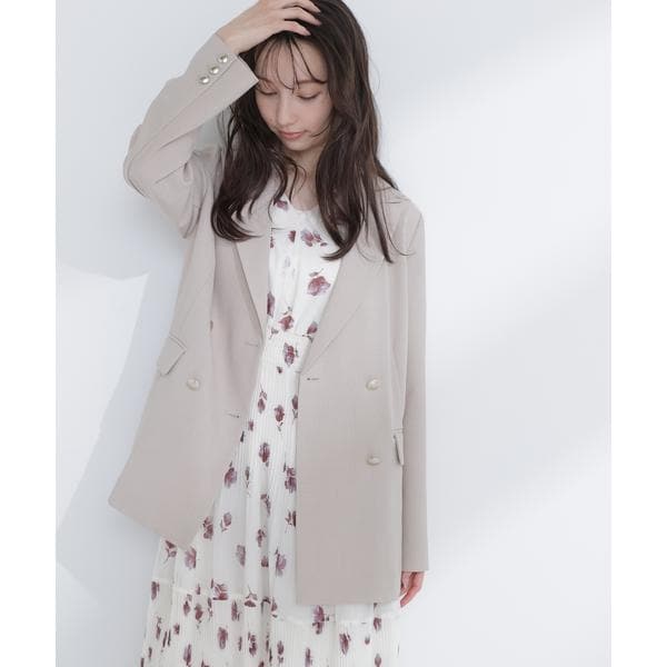 ナチュラルビューティーベーシック（NATURAL BEAUTY BASIC）/リネンライクダブルブレストボクシージャケット