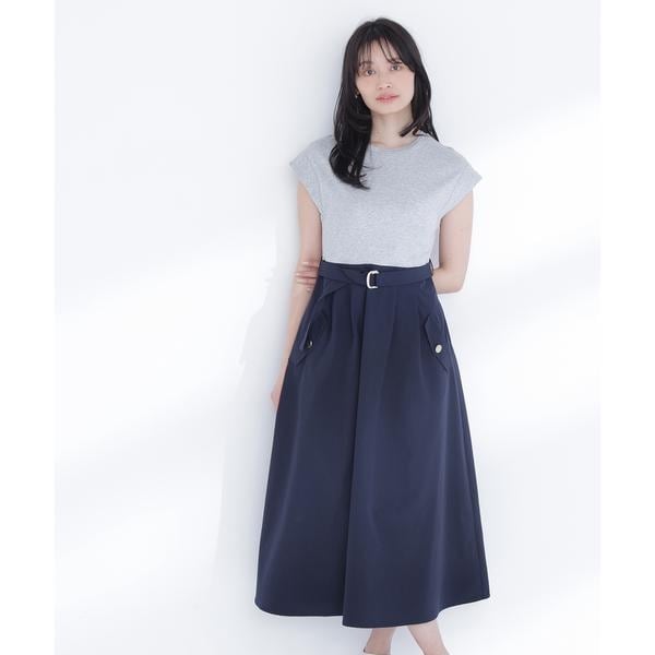 ナチュラルビューティーベーシック（NATURAL BEAUTY BASIC）/フレンチスリーブドッキングワンピース