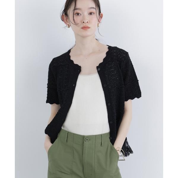 ナチュラルビューティーベーシック（NATURAL BEAUTY BASIC）/〈N．〉レースドッキング透かし編みカーディガン_4