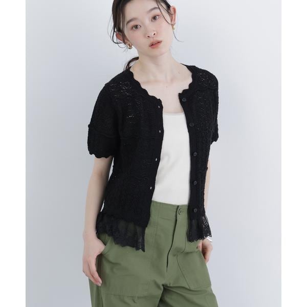 ナチュラルビューティーベーシック（NATURAL BEAUTY BASIC）/〈N．〉レースドッキング透かし編みカーディガン_8