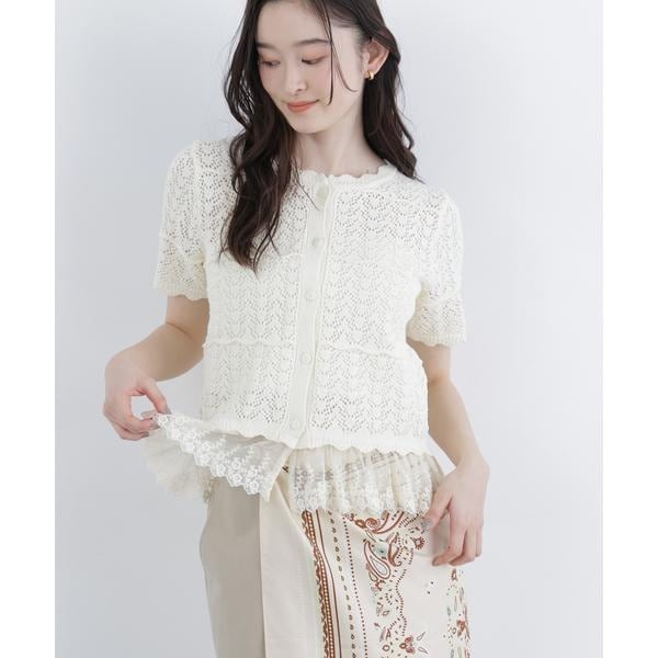 ナチュラルビューティーベーシック（NATURAL BEAUTY BASIC）/〈N．〉レースドッキング透かし編みカーディガン_15