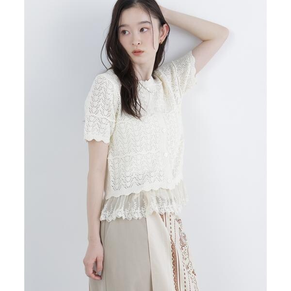 ナチュラルビューティーベーシック（NATURAL BEAUTY BASIC）/〈N．〉レースドッキング透かし編みカーディガン_18