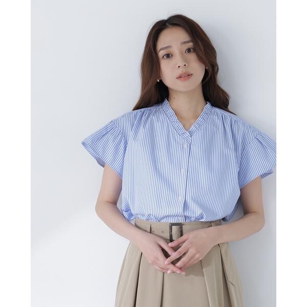 ナチュラルビューティーベーシック（NATURAL BEAUTY BASIC）/ストライプフリルネックブラウス_2