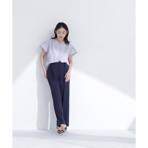 ナチュラルビューティーベーシック（NATURAL BEAUTY BASIC）/ストライプフリルネックブラウス_4