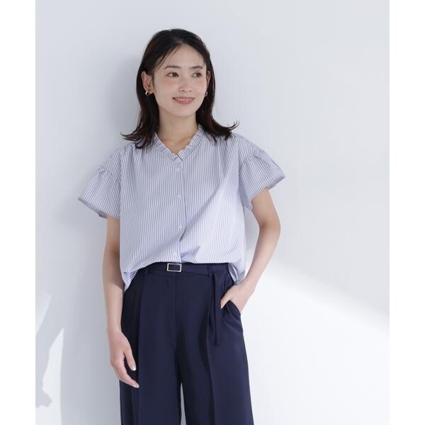 ナチュラルビューティーベーシック（NATURAL BEAUTY BASIC）/ストライプフリルネックブラウス_5