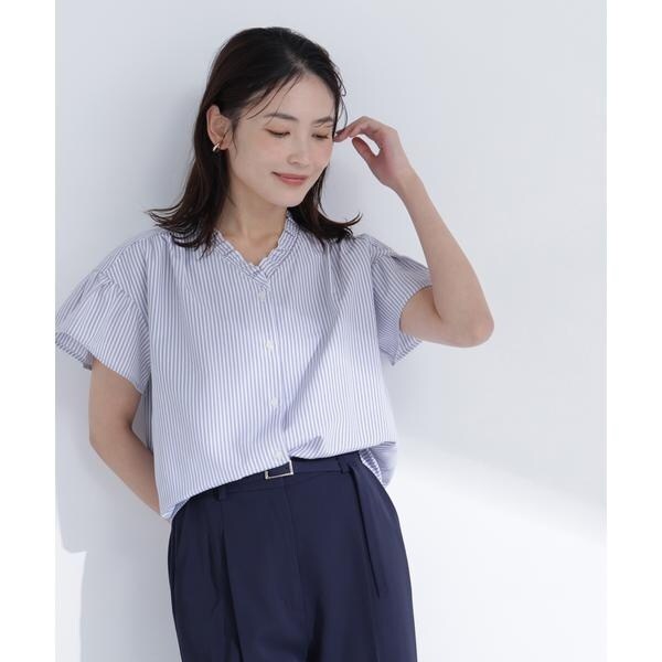 ナチュラルビューティーベーシック（NATURAL BEAUTY BASIC）/ストライプフリルネックブラウス_7
