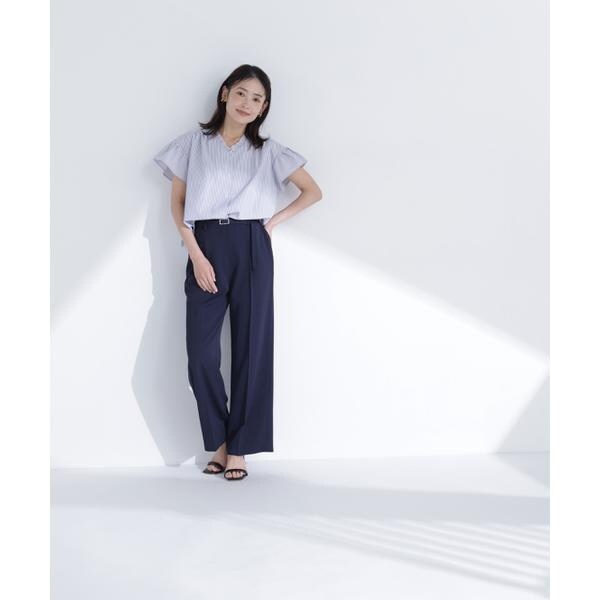 ナチュラルビューティーベーシック（NATURAL BEAUTY BASIC）/ストライプフリルネックブラウス_10