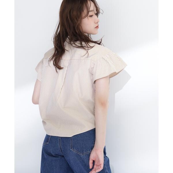 ナチュラルビューティーベーシック（NATURAL BEAUTY BASIC）/ストライプフリルネックブラウス_14