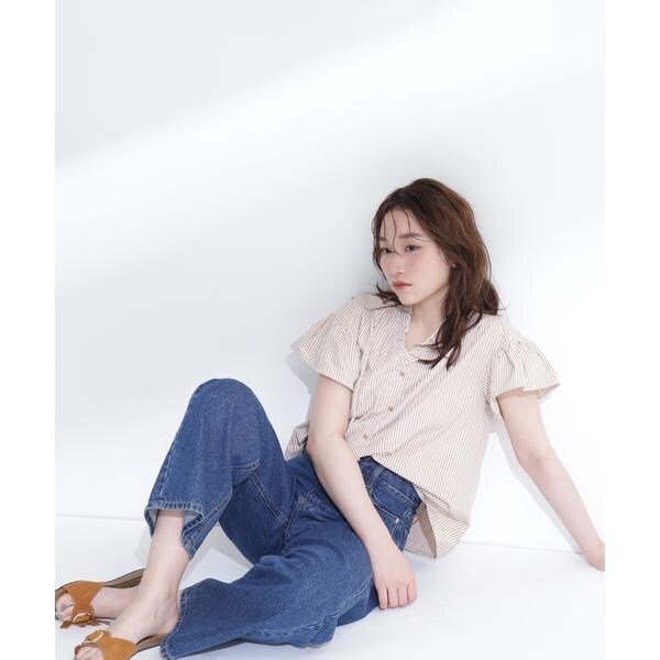 ナチュラルビューティーベーシック（NATURAL BEAUTY BASIC）/ストライプフリルネックブラウス_16