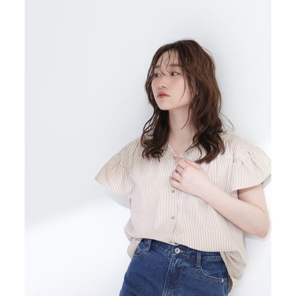 ナチュラルビューティーベーシック（NATURAL BEAUTY BASIC）/ストライプフリルネックブラウス_18