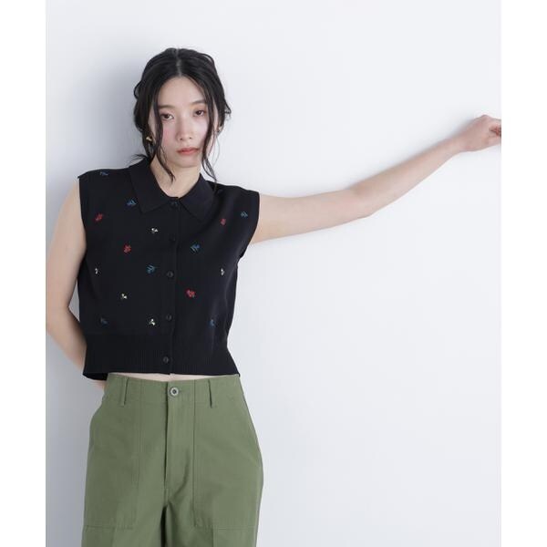 ナチュラルビューティーベーシック（NATURAL BEAUTY BASIC）/〈N．〉ポロカラーフラワー刺繍ニット_7