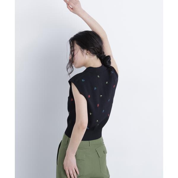 ナチュラルビューティーベーシック（NATURAL BEAUTY BASIC）/〈N．〉ポロカラーフラワー刺繍ニット_11