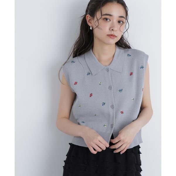 ナチュラルビューティーベーシック（NATURAL BEAUTY BASIC）/〈N．〉ポロカラーフラワー刺繍ニット_16