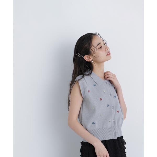 ナチュラルビューティーベーシック（NATURAL BEAUTY BASIC）/〈N．〉ポロカラーフラワー刺繍ニット_18
