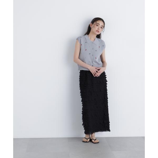 ナチュラルビューティーベーシック（NATURAL BEAUTY BASIC）/〈N．〉ポロカラーフラワー刺繍ニット_19