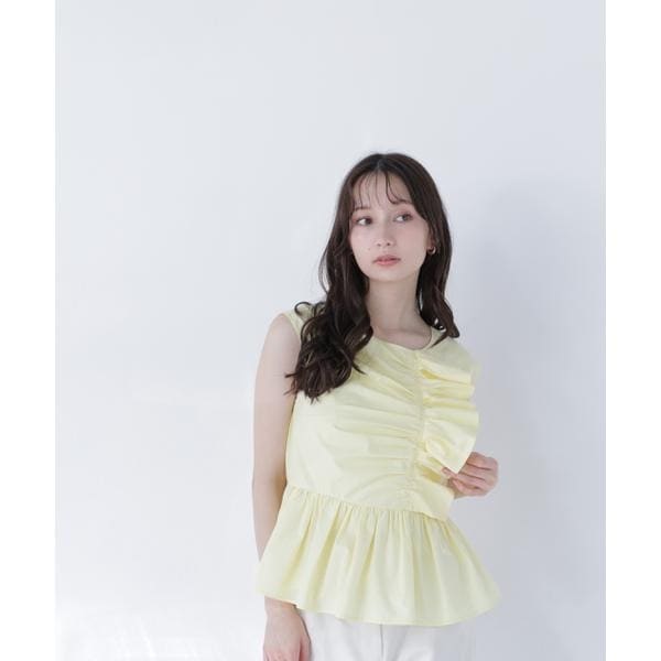 ナチュラルビューティーベーシック（NATURAL BEAUTY BASIC）/フロントギャザーペプラムブラウス