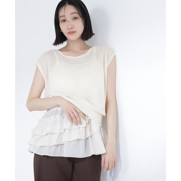ナチュラルビューティーベーシック（NATURAL BEAUTY BASIC）/ニットセットティアードキャミ