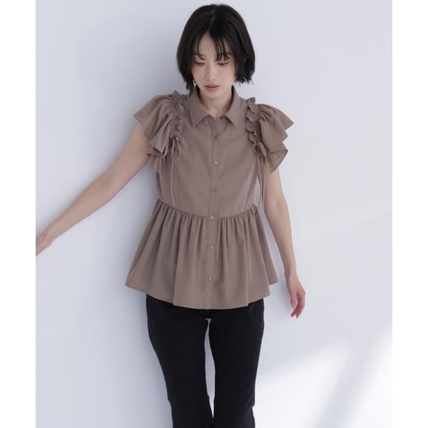 ナチュラルビューティーベーシック（NATURAL BEAUTY BASIC）/サイドリボンペプラムシャツ_2