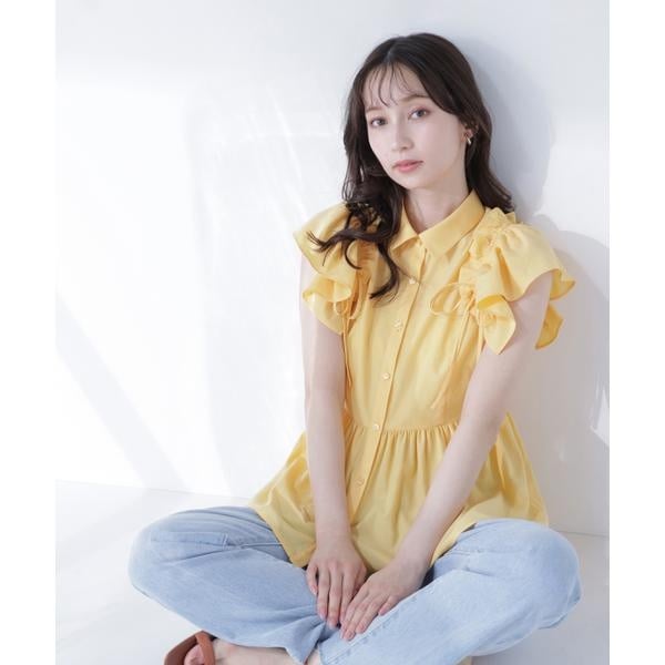 ナチュラルビューティーベーシック（NATURAL BEAUTY BASIC）/サイドリボンペプラムシャツ