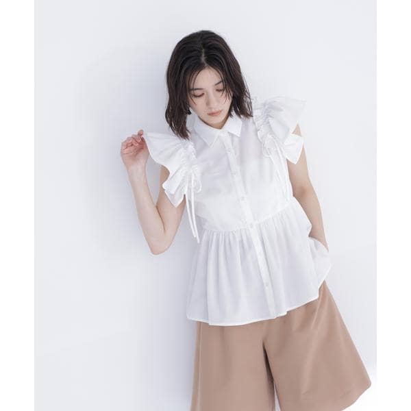 ナチュラルビューティーベーシック（NATURAL BEAUTY BASIC）/サイドリボンペプラムシャツ_9