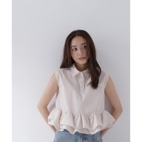 ナチュラルビューティーベーシック（NATURAL BEAUTY BASIC）/ヘムフリルシャツブラウス