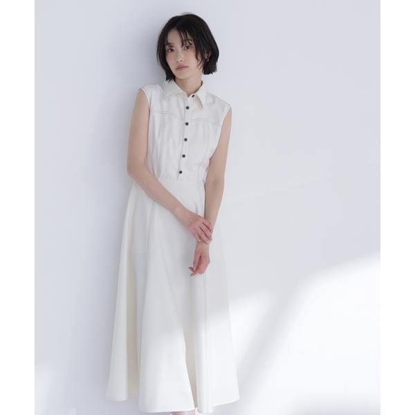 ナチュラルビューティーベーシック（NATURAL BEAUTY BASIC）/襟付きバイカラーステッチワンピース_1