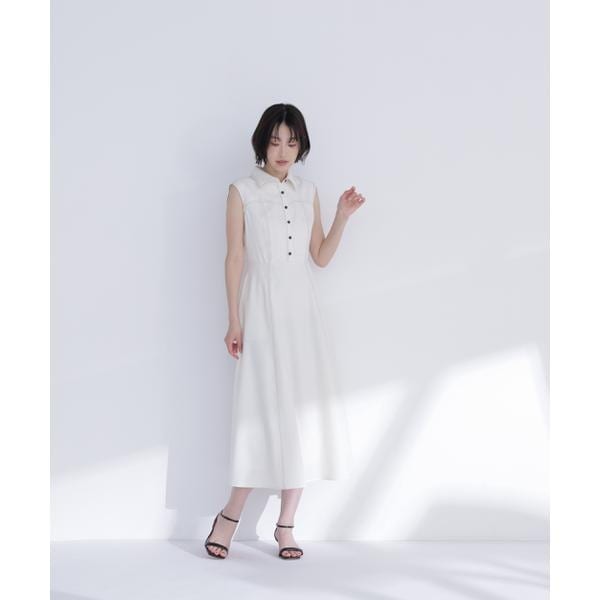 ナチュラルビューティーベーシック（NATURAL BEAUTY BASIC）/襟付きバイカラーステッチワンピース_4
