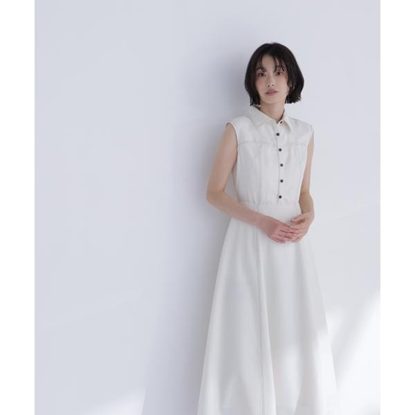 ナチュラルビューティーベーシック（NATURAL BEAUTY BASIC）/襟付きバイカラーステッチワンピース_9