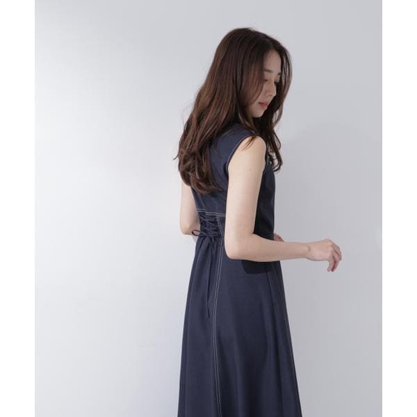 ナチュラルビューティーベーシック（NATURAL BEAUTY BASIC）/襟付きバイカラーステッチワンピース_16