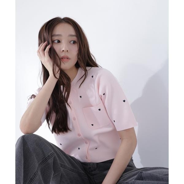 ナチュラルビューティーベーシック（NATURAL BEAUTY BASIC）/ハート刺繍ニットジャケット 7,018円