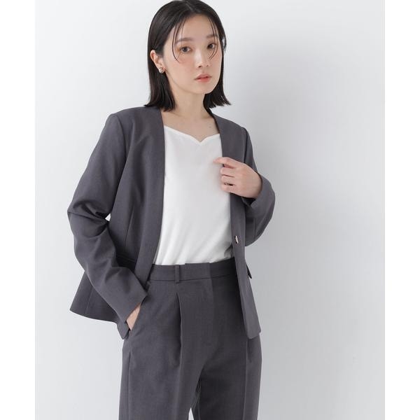 ナチュラルビューティーベーシック（NATURAL BEAUTY BASIC）/〈マシンウォッシャブル〉パウダリ−ツイル SETUP ノーカラージャケット