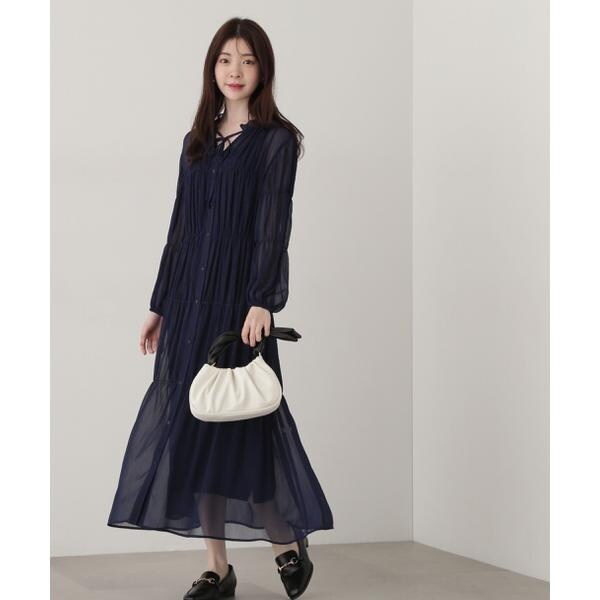 【PROPORTION BODY DRESSING】 シャーリングワンピース PROPORTION BODY DRESSING ワンピース タイ付きウエスト