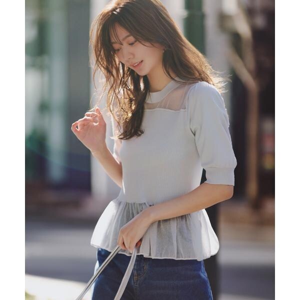 再入荷5月24日 パンチングレースと花刺繍広がるシャツチュニック