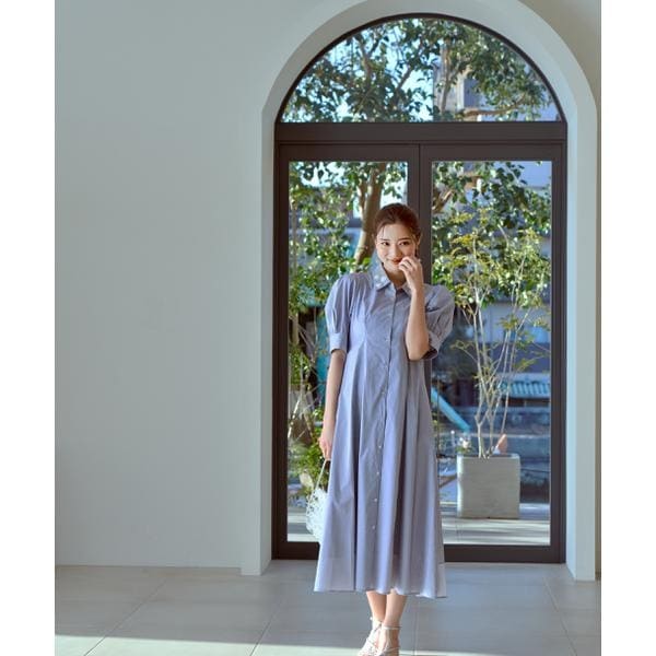 【BURBERRY】大人可愛い♪lady's ストライプ柄 シャツワンピース BURBERRY】最高品質！lady's 半袖ストライプシャツワンピース