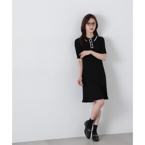 配色ラインニットワンピース／プロポーション ボディドレッシング