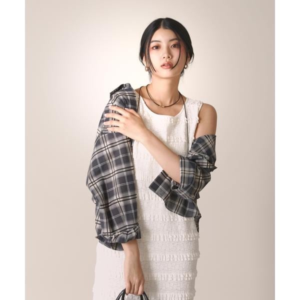 シャツ ブラウス ボタニカル柄コットン アトランダム M/L/LL