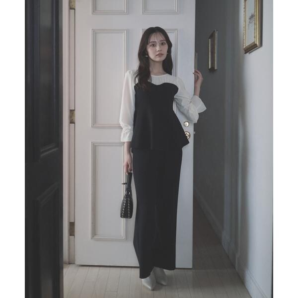 プロポーション ボディドレッシング（PROPORTION BODY DRESSING）/＜ウォッシャブル＞シアードッキングペプラムニットSETUP