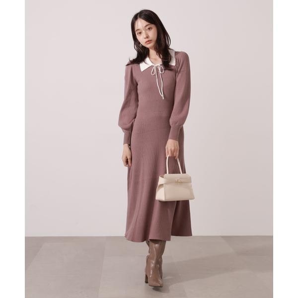 プロポーション ボディドレッシング（PROPORTION BODY DRESSING）/リボン衿付きニットワンピース