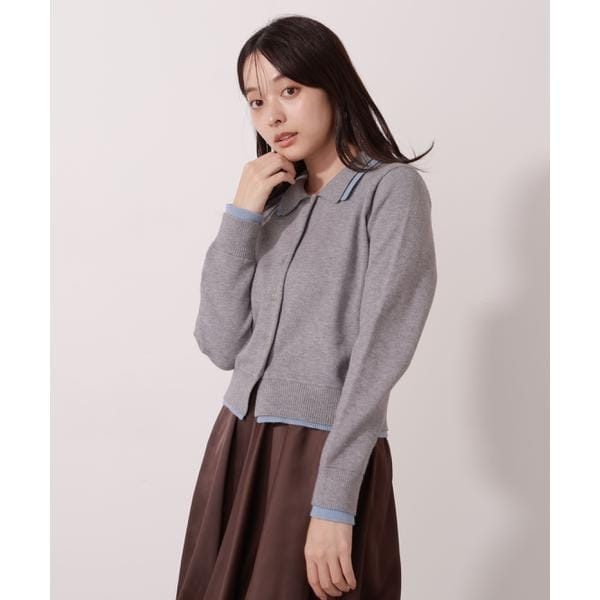 プロポーション ボディドレッシング（PROPORTION BODY DRESSING）/＜ウォッシャブル＞ポロレイヤード風ニット