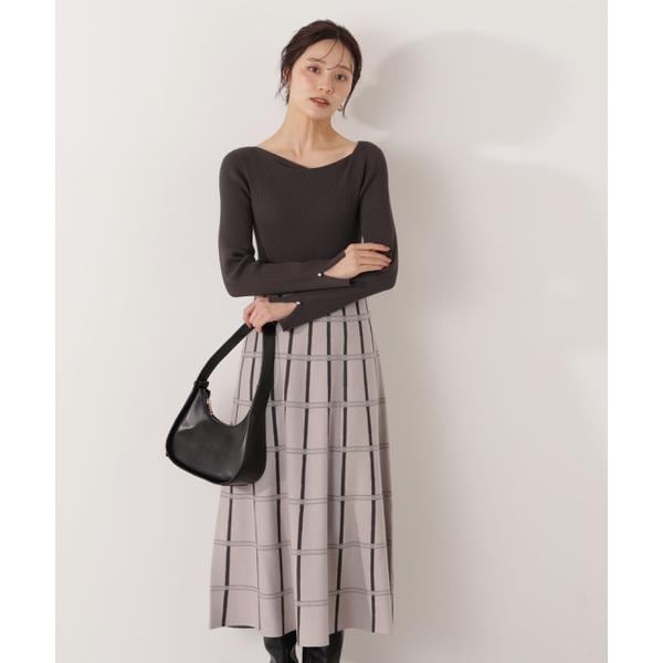 プロポーション ボディドレッシング（PROPORTION BODY DRESSING）/チェック柄ジャガードニットワンピース 25AW