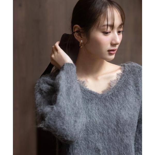 プロポーション ボディドレッシング（PROPORTION BODY DRESSING）/襟元レースニットトップ 25AW