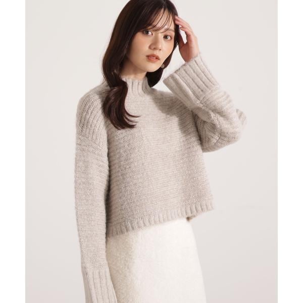 プロポーション ボディドレッシング（PROPORTION BODY DRESSING）/ウールブレンドスタンドカラー畔ニット 25AW