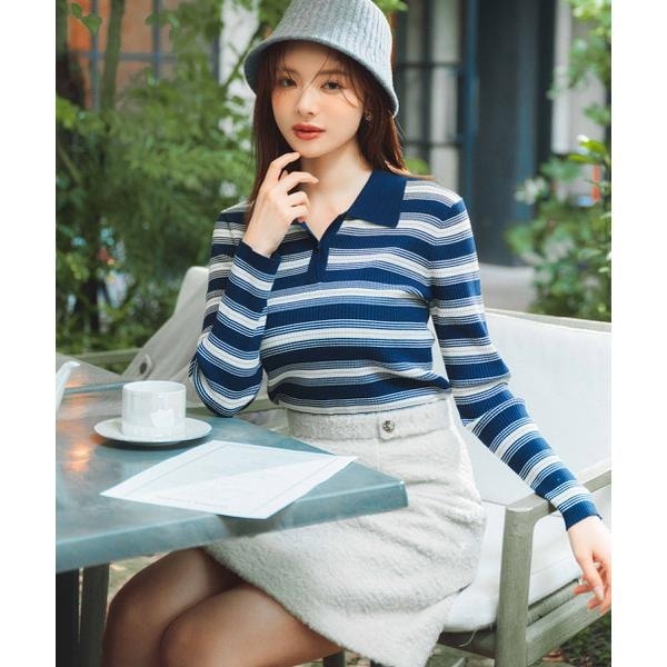 プロポーション ボディドレッシング（PROPORTION BODY DRESSING）/ポロボーダーニット　25AW