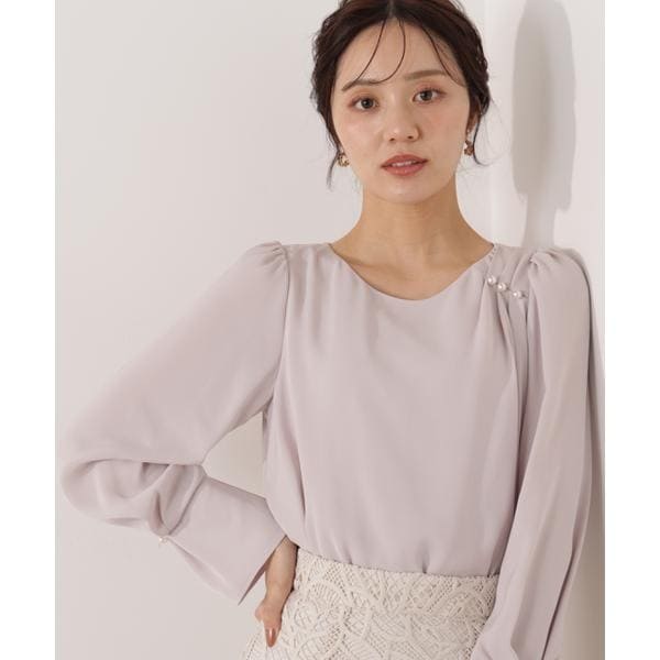 プロポーション ボディドレッシング（PROPORTION BODY DRESSING）/パール付きニュアンスネックブラウス 26SS