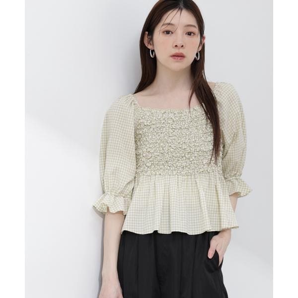 プロポーション ボディドレッシング（PROPORTION BODY DRESSING）/〈a／mie〉シャーリングペプラムブラウス 26SS