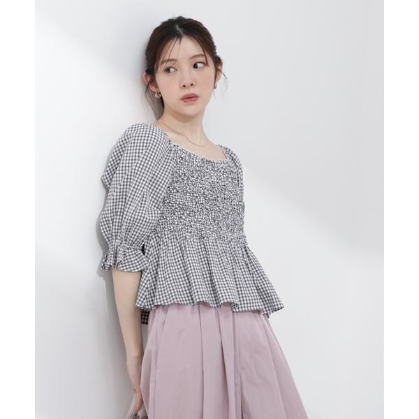 プロポーション ボディドレッシング（PROPORTION BODY DRESSING）/〈a／mie〉シャーリングペプラムブラウス 26SS_2