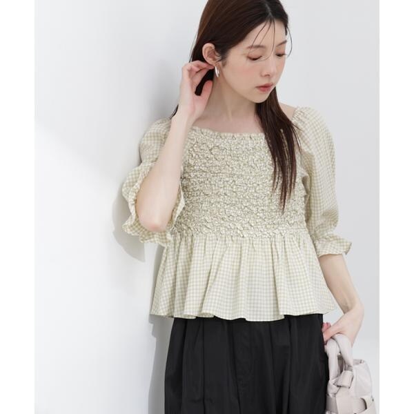 プロポーション ボディドレッシング（PROPORTION BODY DRESSING）/〈a／mie〉シャーリングペプラムブラウス 26SS_13