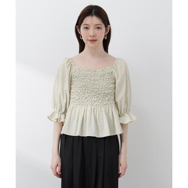 プロポーション ボディドレッシング（PROPORTION BODY DRESSING）/〈a／mie〉シャーリングペプラムブラウス 26SS_18