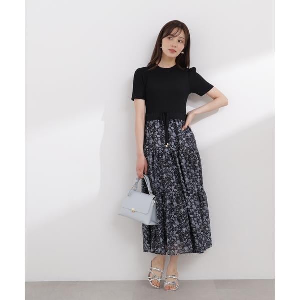 プロポーション ボディドレッシング（PROPORTION BODY DRESSING）/半袖花柄ドッキングニットワンピース 26SS