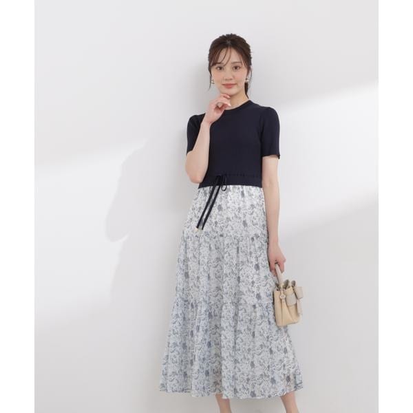 プロポーション ボディドレッシング（PROPORTION BODY DRESSING）/半袖花柄ドッキングニットワンピース 26SS_1